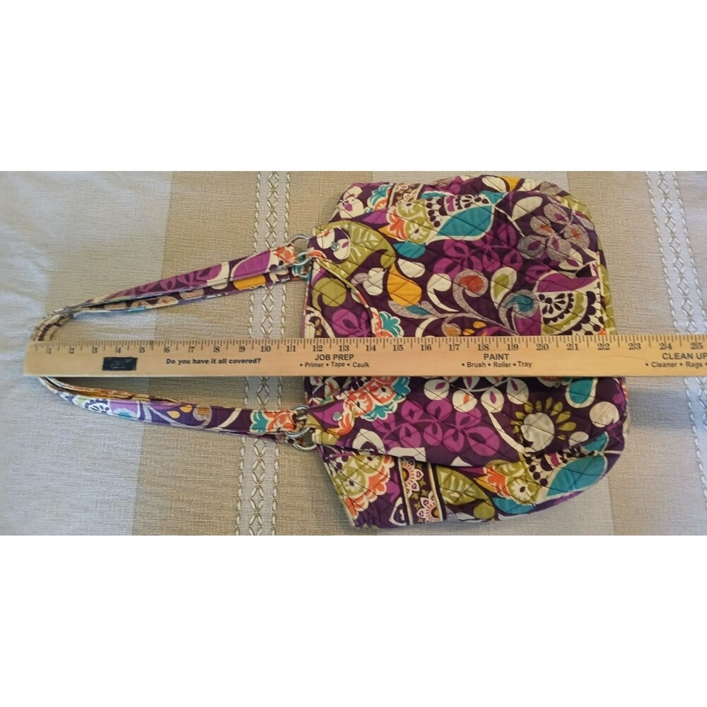 Vera Bradley Plum Crazy Floral Shoulder Bag Quilted Purse Front & Back Pocket - Picture 12 of 16